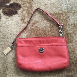 Coach Park Coral Leather Medium Wristlet F49472